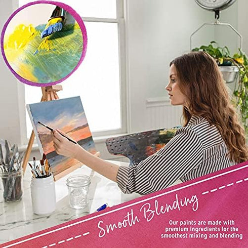 Acrylic Paint Set for Adults and Kids - 12 Pack of 12mL Paints with 3 Art Brushes, Non-Toxic Craft Paint for Easter Eggs, Ceramic Rock Paint - Art...