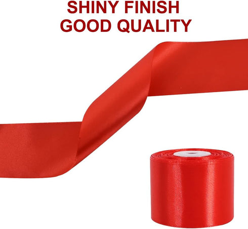 TONIFUL 2 Inch x 25 Yards Wide Red Satin Ribbon Solid Fabric Ribbons Roll for Valentine's Day Crafts Chair Sash Gift Wrapping Invitation Cards Flo...