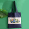 Dark Blue Canvas Cotton Tote Bag Embroidery Kit,Orchid Flowers Art Pattern,Cross Stitch Kits, Including Stamped Embroidery Bag with Hoops,Needle, ...