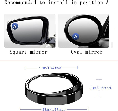 2PCS Mini Small Blind Spot Mirror, 1.57"(40mm) Round HD Glass Convex Rear View Mirror,Strong Adhesive Mirror for Car, Van, SUV and Trucks (1-9/16"...