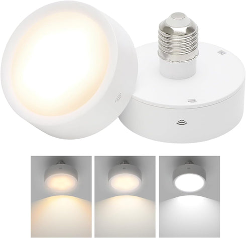E26 Base Battery Operated Light Bulb, 2 Pack Battery Powered Light Bulbs, Battery Light Bulb, Light Bulbs, LED Puck Lights for Wall Sconce, Lamp...