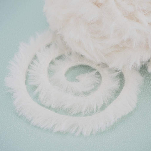 NICEEC 2 Skeins Super Soft Fur Yarn Chunky Fluffy Faux Fur Yarn Eyelash Yarn for Crochet Knit -Total Length 2×32m(2×35yds,50g×2)-Cream White......