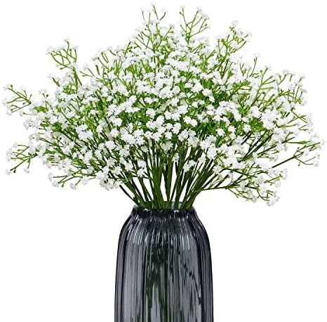 Olrla White Babys Breath Artificial Flowers Bulk, 10 Pcs Long Stem Fake Gypsophila for Wedding Bouquets Floral Arrangement Home Office Table Decor...