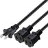 Nema 1-15P to Dual 1-15R Splitter Cable Polarized,US AC 2-Prong Male and Female Power Cable SPT2 18AWG 10A/125V (Straight 2Ft)...