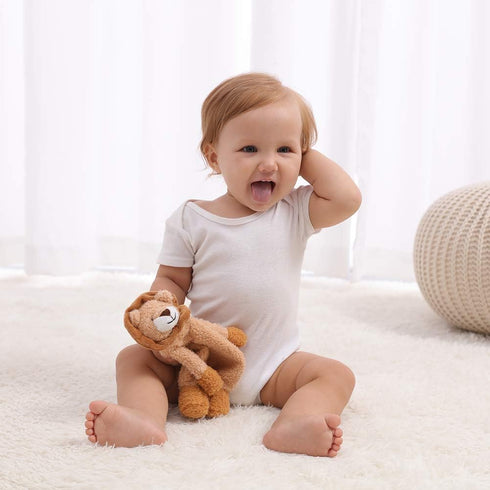 Apricot Lamb Stuffed Animals Security Blanket Yellow Lion Infant Nursery Character Blanket Luxury Snuggler Plush(Yellow Lion, 10 Inches)...