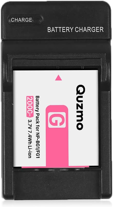 2-Pack NP-BG1 Battery & AC Wall Charger, 2000mAh Lithium-Ion NP-FG1 Digital Camera Battery Replacement for Sony CybeShot DSC-W215, DSC-W220, DSC-W...