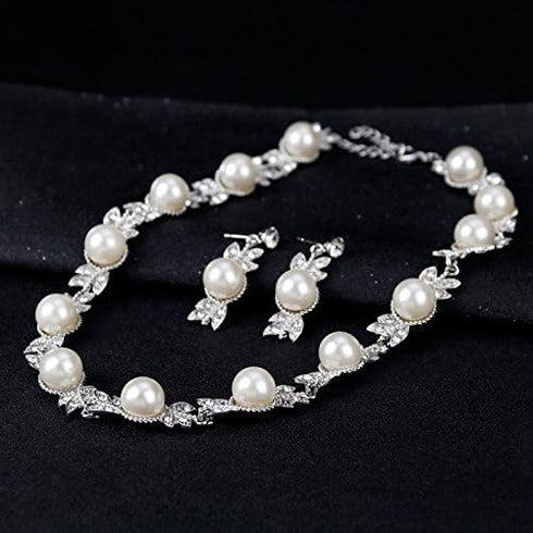 Women's Hot Pearl Jewelry Set (Necklace, Bracelet And Earrings) For Birthday,Party,Wedding,Engagement All Occasions Gift For Her...