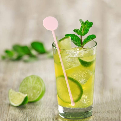 FOYARA 7 Inches Cocktail Swizzle Stick - Disc Top Drink Stirrers Plastic Coffee Whiskey Stirrers Pack of 50...