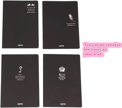 6pcs Travelers' Notebook Thread-bound Journal Diary Memo Pad,A6 Size(5.5X3.9") & 30 sheets (A6 (Ruled Pages), Black Cover)...
