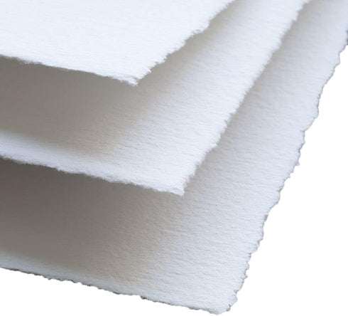 Handmade White Deckle Edge Blank Paper - 4x6 Inch Package of 50 - Mixed Media Loose Leaf Paper for Postcards, Invitations, Crafts and Announcement...