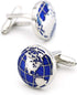 Men's Gift Cuff Links Blue World Map Design With Present Box...