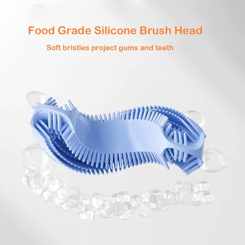Kids U-Shaped Toothbrush,Food Grade Soft Silicone Brush Head,Removable Manual Training Tooth Brush with Replacement Brush Head, 360° Oral Teeth Cl...