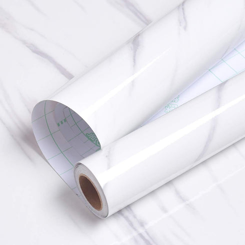 Livelynine Marble Contact Paper Peel and Stick Countertops Waterproof Marble Wallpaper Peel and Stick Kitchen Counter Top Cover White Cabinet Wall...