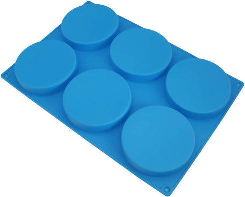 6-Cavity Large Cake Molds Silicone Round Disc Resin Coaster Mold Non-Stick Baking Molds, Mousse Cake Pan, French Dessert, Candy, Soap (Blue)...