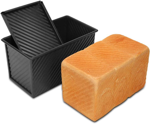 Loaf Pan with Lid, Non-Stick Bread Pan Bakeware Durable Carbon Steel Bread Toast Mold with Cover-Black...