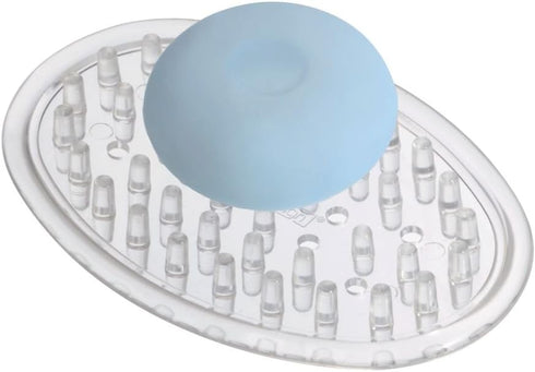 iDesign Plastic Soap Dish, Soap Saver, and Kitchen Sponge Holder - Set of 3, 0.75” x 3.25” x 4.75”, Clear...