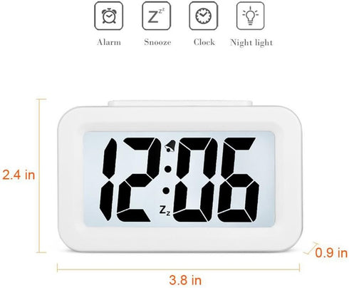 Hense Creative Nightlight Smart Light Alarm Clock Bedside Desk Table Electronic Clock Battery Operated Mute Luminous Alarm Clock with Adjustable L...