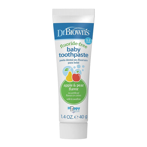 Dr. Brown's Fluoride-Free Baby Toothpaste, Infant & Toddler Oral Care, Apple Pear, 3-Pack, 1.4oz/40g, 0-3 years...
