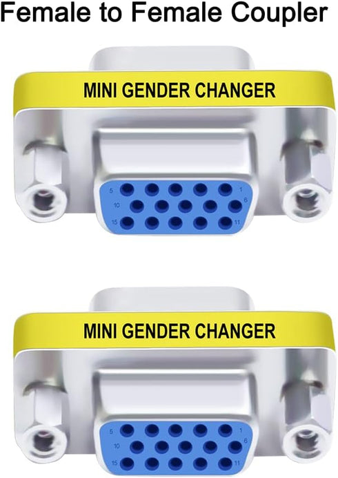 DTECH 3-Pack VGA Connector Female to Female Gender Changer Male to Female Adapter, Male to Male Coupler...