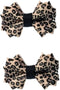 Pair Leopard Polka Dot Satin Fabric Double Bow Shoe Clips Vintage Style 2.8inch...