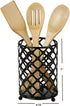 Home Basics Beautiful Heavy Duty Steel Lattice Cutlery Holder, Utensil Organizer, Rust-resistant, Free Standing, Black, 5" x 5" x 7"...