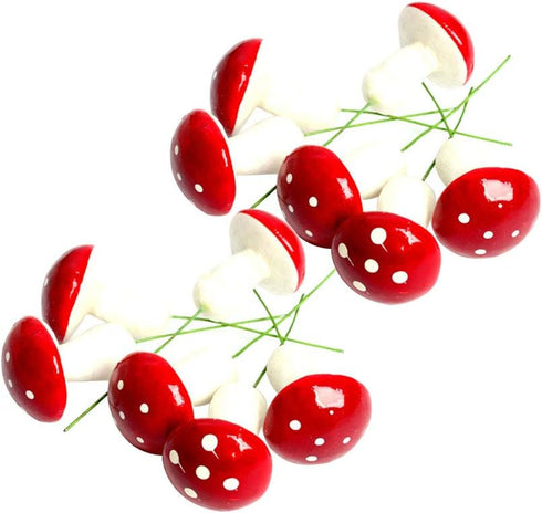 BESTOYARD 12PCS Mini Foam Mushroom Miniature Figurines for Garden Ornament Flower Pots Bonsai Micro Landscape Decor (Red)...