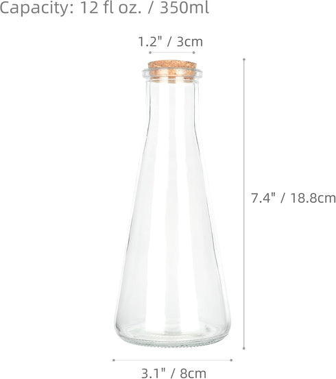 Magic Season Decorative Glass Bottles with Cork Stoppers (12 fl oz. Tapered Bottles / 2 Pcs)...