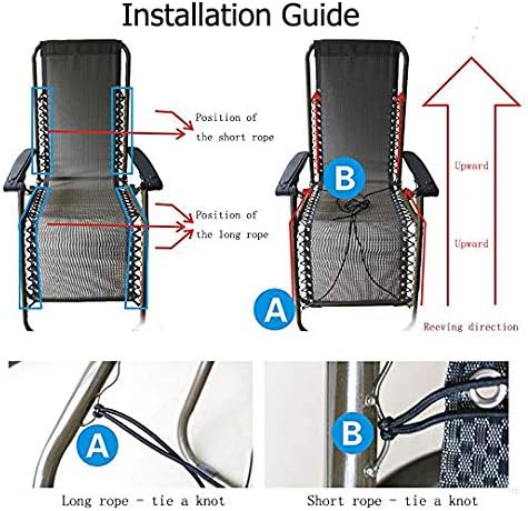 Professional Replacement Cords for Zero Gravity Chair(4 Cords), Zero Gravity Recliner Repair Tool for Lounge Chair, Bungee Chair Cord (Grey)...