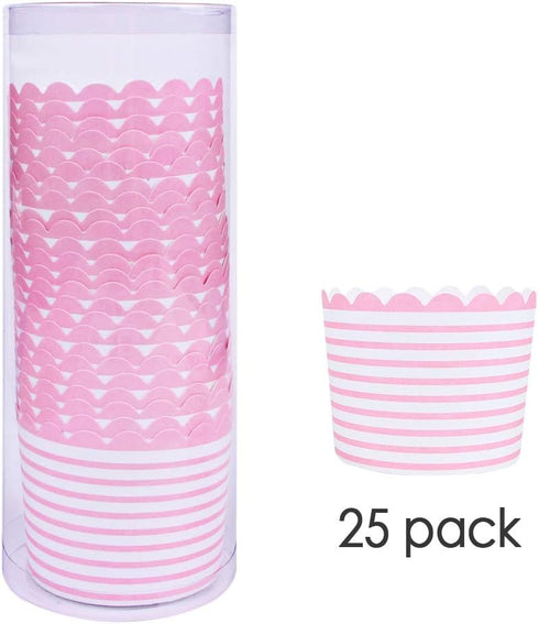 Webake Full Size Paper Baking Cups, 6oz Pink Cupcake Liners for Cupcake Bath Bomb, Muffin Case, Great for Cupcake Baking Decoration Set of 25 (Pin...