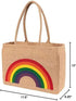 KAF Home Jute Market Tote Bag with Handles, Triple Stripe...