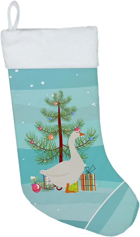 Caroline's Treasures BB9259CS Embden Goose Christmas Christmas Stocking, Teal Fireplace Hanging Stockings Christmas Season Party Decor Family Holi...