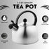 2.5 Liter Whistling Tea Kettle - Modern Stainless Steel Whistling Tea Pot for Stovetop Hot Water Boiler with Cool Grip Ergonomic Handle (Silver, 2...