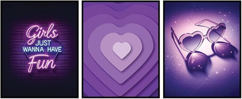 Posterizer 3 pcs-Retro Purple Aesthetic Girly Art-Abstract & Modern Art- Gift for Women, Fashionistas, Designer Fashion Fans-Living Room Bedroom D...
