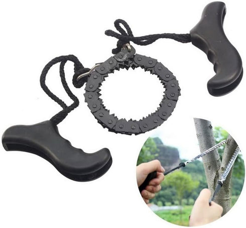 Chainsaw Folding Hand Saw Chain Folding Rope Chain Saw with Straps Camping for Wood Cutting Hiking Survival...