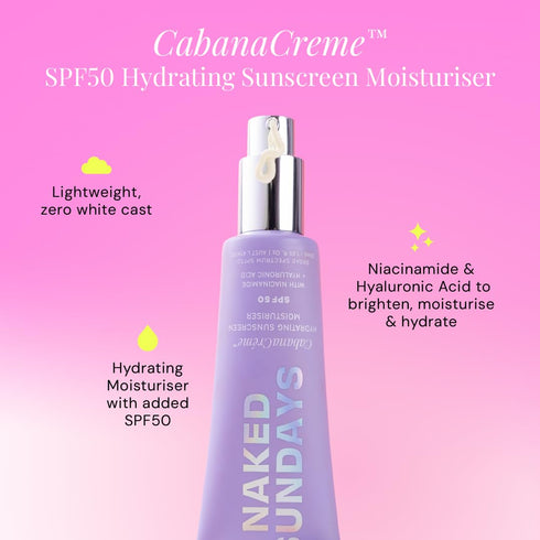 CabanaCreme Daily Sunscreen Moisturizer SPF50, 2-in-1 Hydrating Sunscreen & Face Primer, Lightweight Formula, Hydrates, Protects with Glowy Finish...