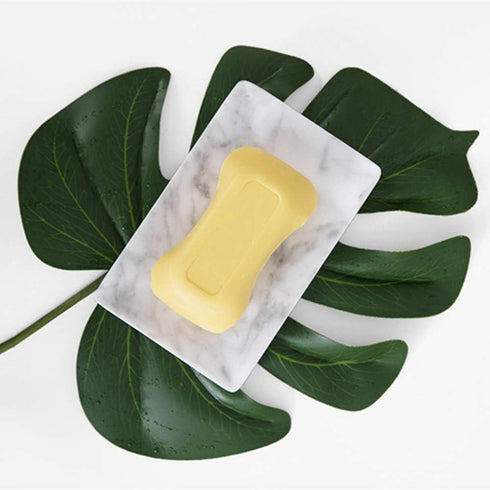 Natural Smooth Real Marble Soap Dish/Facial Sponge Holder/Bathroom Makeup Sponge Tray with Draining Hole (White Carrara)...