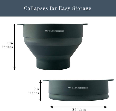 The Silicone Kitchen Silicone Microwave Popcorn Maker Collapsible Bowl, Non-Toxic, Dishwasher Safe, Dark Blue...