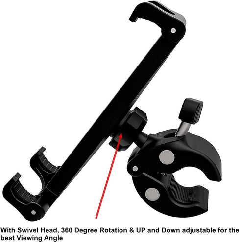 Tablet Mount Holder for Music Microphone Mic Stand,Exercise Spin Bike,Treadmill,Stationary Bicycle,Elliptical,Stroller,Golf Cart,Boat,Wheelchair, ...