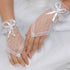 Olbye Womens' Wedding Gloves Fingerless Rhinestone Lace Gloves for Brides and Bridesmaids Lace Bow Gloves White...