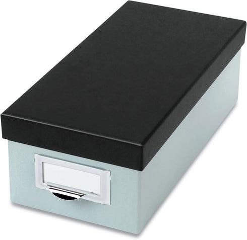 Oxford Index Card Storage Box, Holds 1,000 3 X 5 Cards, 5.5 X 11.5 X 3.88, Pressboard, Blue Fog/Black...