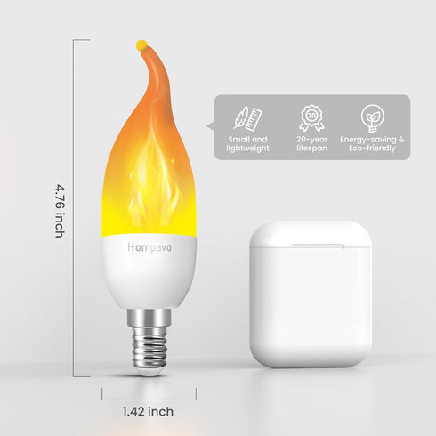 Hompavo ?Upgraded? LED Flame Light Bulbs, 3 Modes Flickering Light Bulbs, E12 Chandelier Base Candle Fire Light Bulb for Halloween Christmas Party...