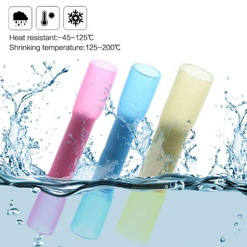 100Pcs Blue 16-14 AWG Insulated Waterproof Wire Connectors, Marine Grade Electrical,Heat Shrink Butt Connectors, Wire Crimp Terminals Butt Splice ...