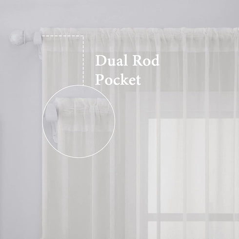 MIULEE 2 Panels Solid Color Sheer Window Curtains Elegant Window Voile Panels/Drapes/Treatment for Bedroom Living Room (54X63 Inches Ivory)...