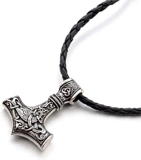 Nordic Vikings Thor's Hammer Necklace Animal Viking Mjolnir Pendant Necklace Talisman VKXL128...