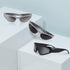 3 Pairs Y2K Wrap Around Sunglasses Trendy Silver Glasses Oval Black Shades Sporty Futuristic Aesthetic for Women Men Rave...