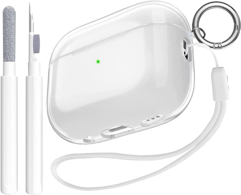 for Airpods Pro 2/1 Case Clear with Cleaning Kit Pen, Soft TPU Transparent AirPods Pro 2nd Generation Protective Cover Skin Women Men for AppleAir...