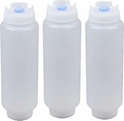 Squeeze Bottle Refillable 16 oz Blue Tip (Blue) 3 pack...