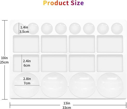 20 Well Watercolor Paint Tray Palette Pallet Acrylic Painting Mixing Plastic Artist Large Square Palette, 13 x 10 Inches, White, 1PCS...