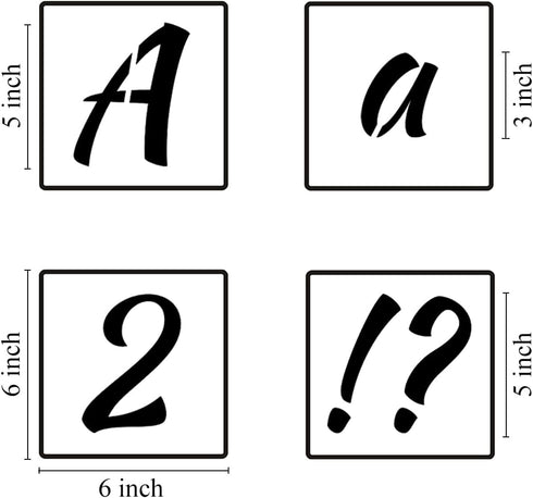 5 Inch Alphabet Letter Stencils for Painting - 70 Pack Letter and Number Stencil Templates with Signs for Painting on Wood, Reusable Numbers and L...
