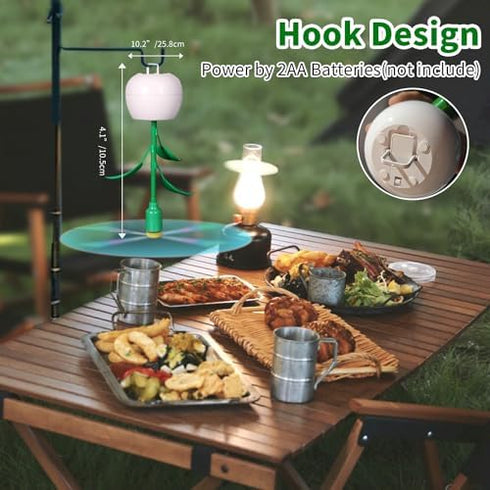 Portable Fans for Tables, Foldable Table Fans Indoor, Outdoor Food Fans with Holographic Blades, Battery Powered Hangable Food Spinning Fan for Pi...